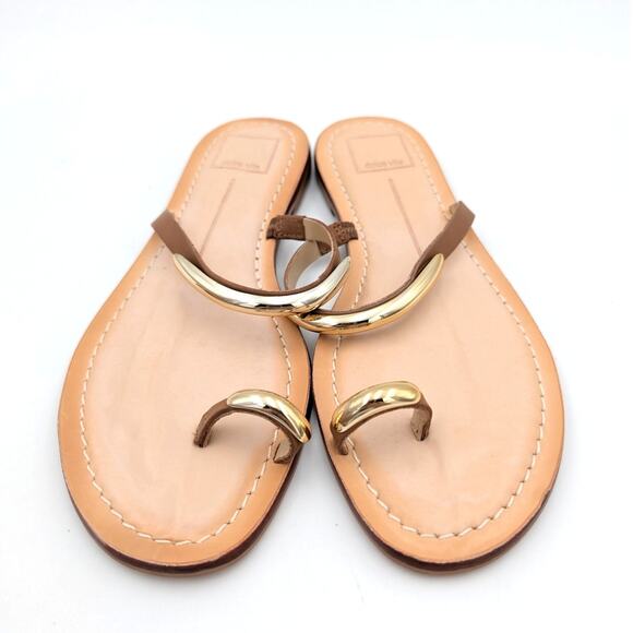 Dolce Vita Wink Toe-Ring Slide Flat Sandals Saddle Leather Size US8.5 EU39 - Picture 2 of 12